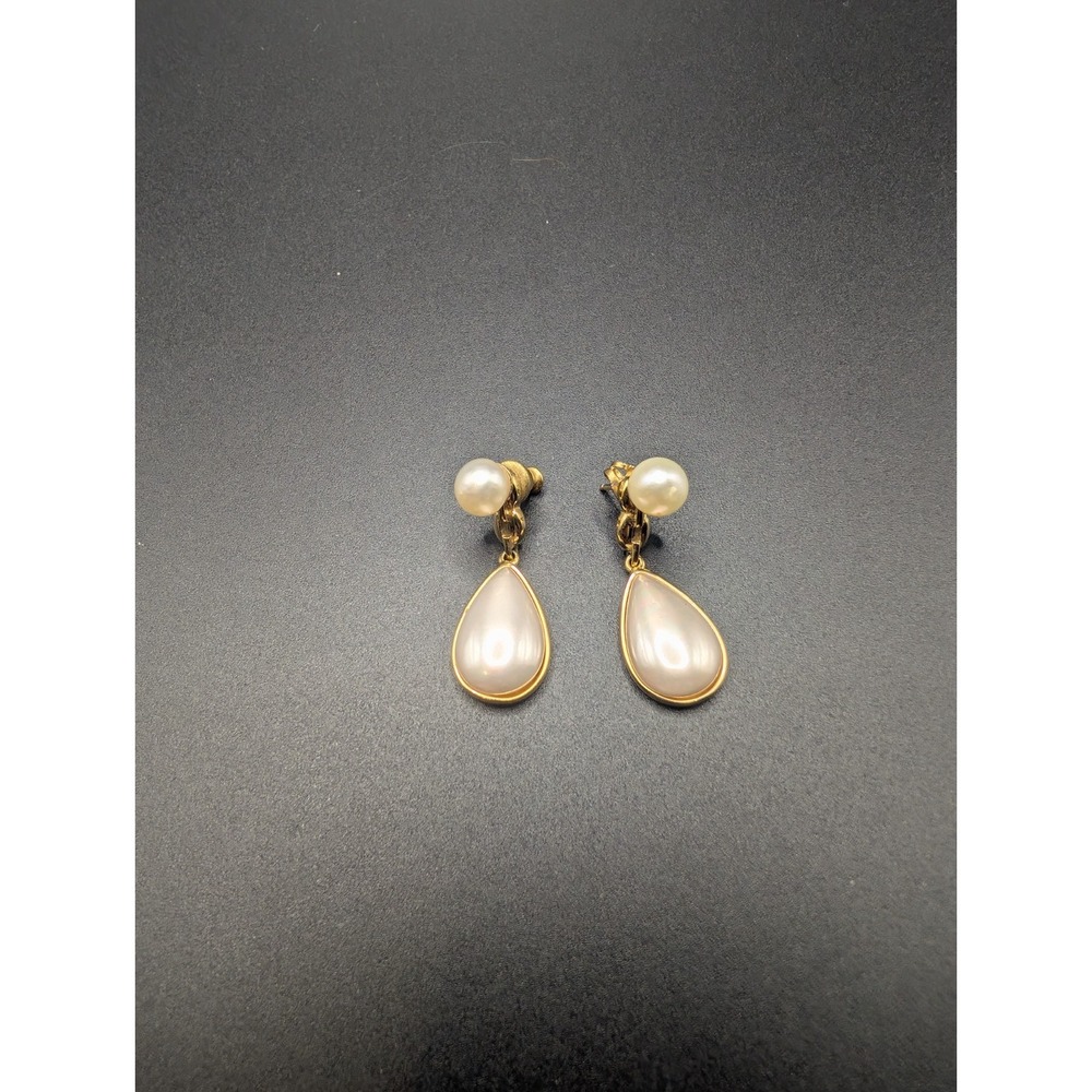 Majorica Sterling Silver Earrings Faux Pearl Dangle Studs Gold Vermeil READ